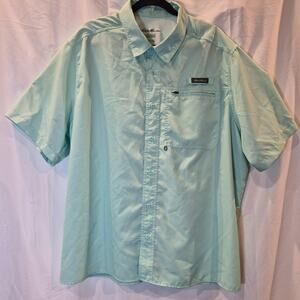 EDDIE BAUER Men ButtonDown Short Sleeve Shirt UPF Protect Moisture Wick Mint XXL